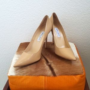 Jimmy Choo Classic Pump Pointed Toe Nude Leather  EU 43 US  10.5-11